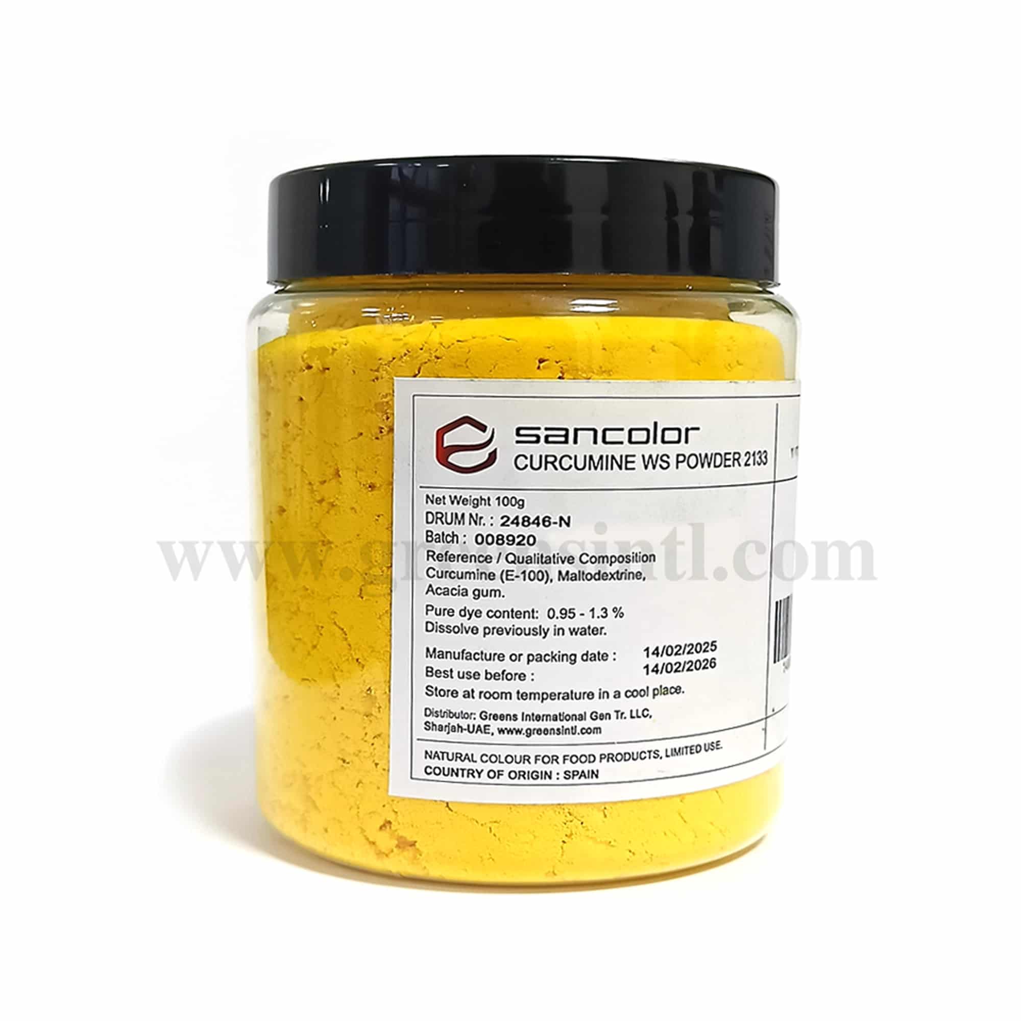 SANCOLOR  Food Color Powder Yellow Curcumine WS -100g