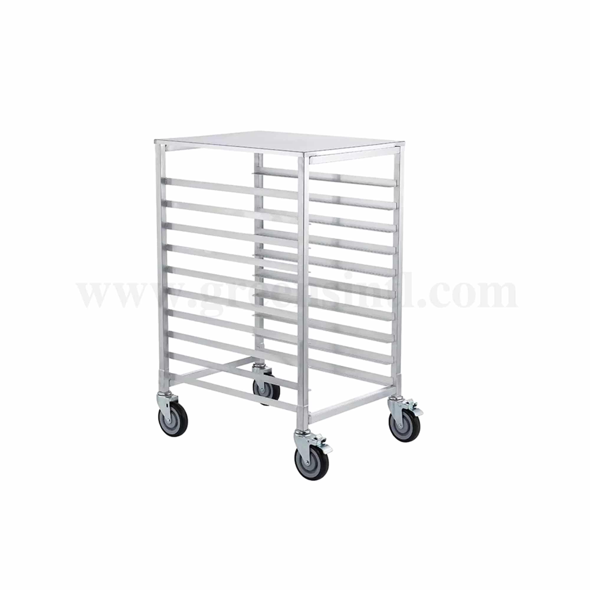 GREENS CHOICE Stainless Steel Trolley with Wheels 10 Racks for 600 x 400 mm Trays-Grade 304
