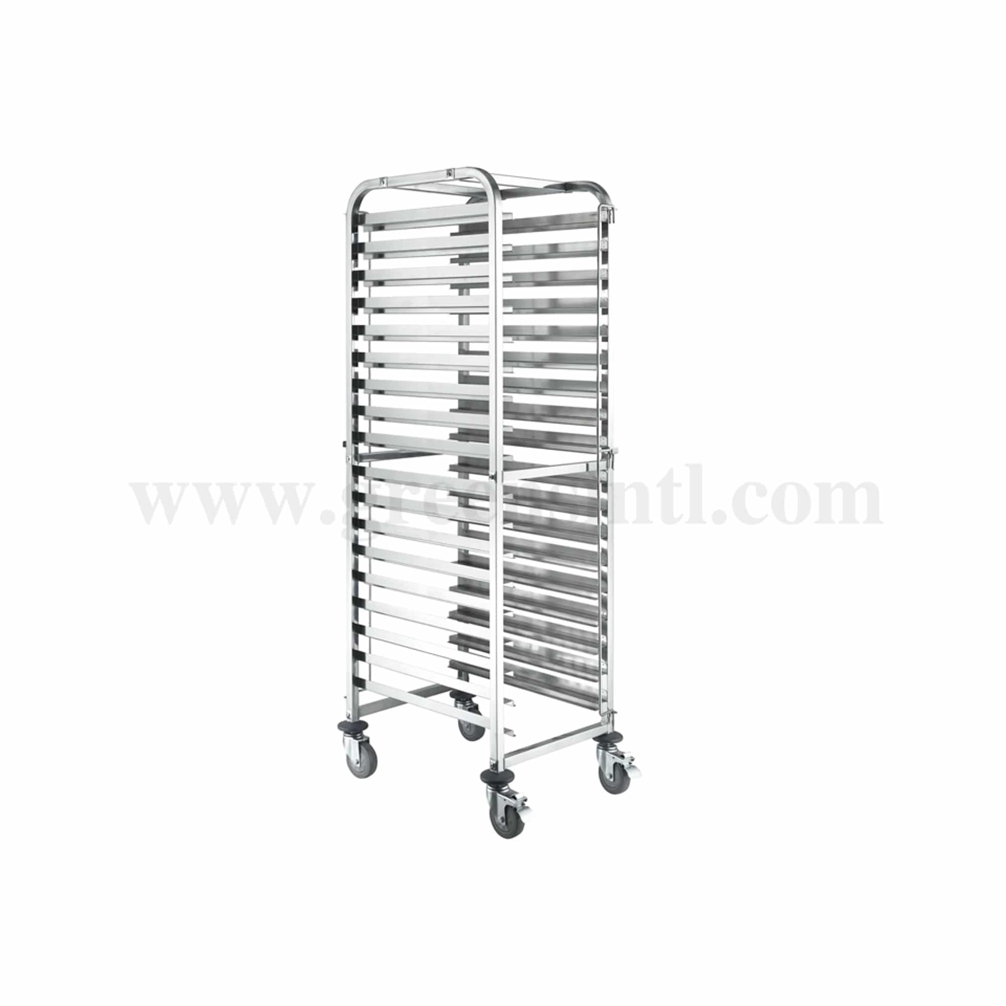 GREENS CHOICE Stainless Steel Trolley with Wheels 18 Racks for 534 x 381 mm Trays-Grade 304