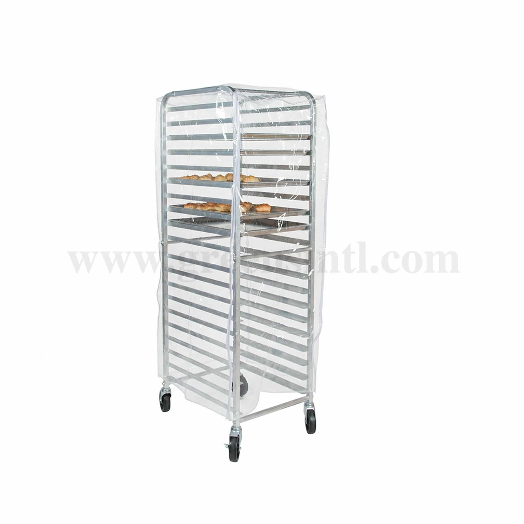 GREENS CHOICE Plastic Bun Rack Cover TPU with Zips for GN 1/1-570 x 425 x h 1650 mm-30 mic