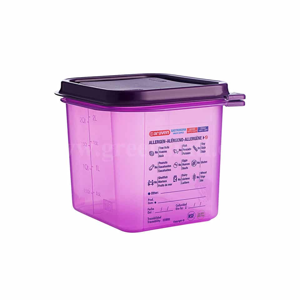 ARAVEN Anti Allergic Polypropylene Airtight Containers GN 1/6 176x162x150mm-2.6 L