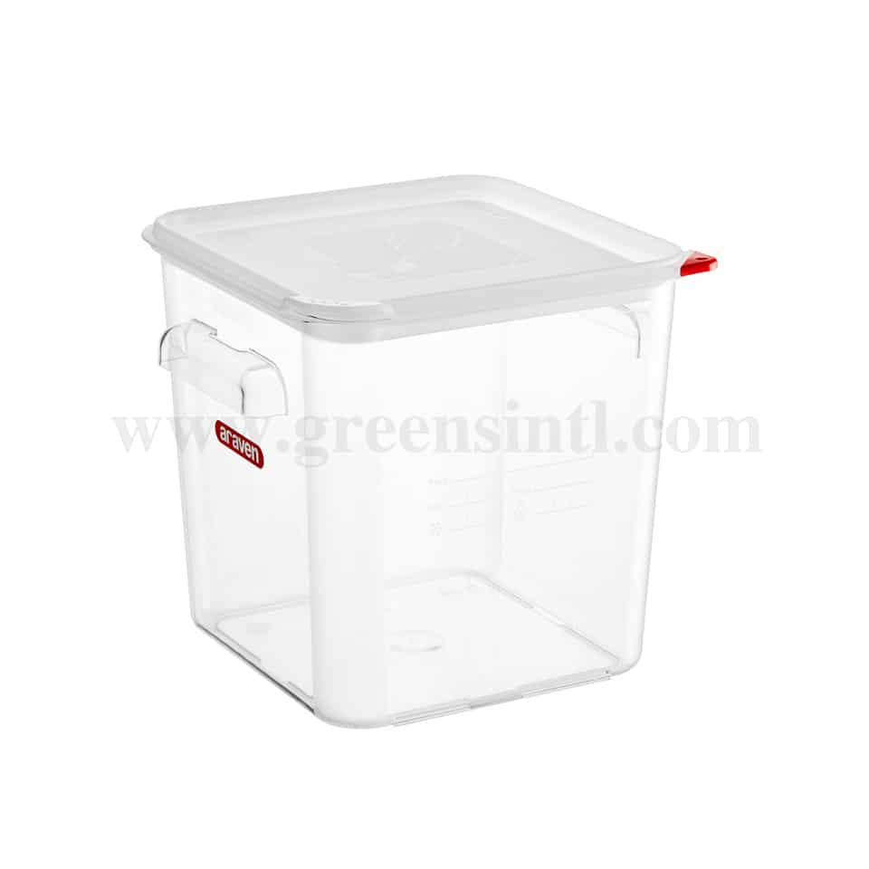 ARAVEN Square Polycarbonate Container with Lid 225x225xh230mm-8L