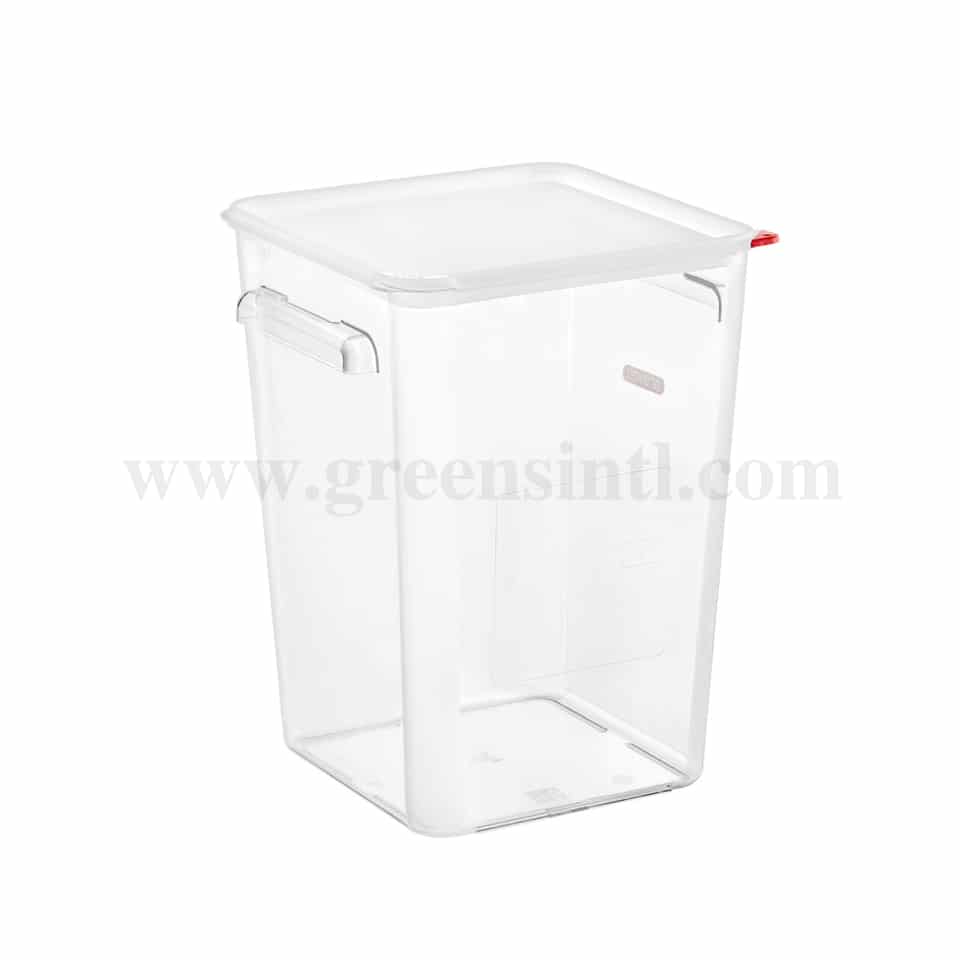 ARAVEN Square Polycarbonate Container with Lid 285x285xh400 mm-22 L