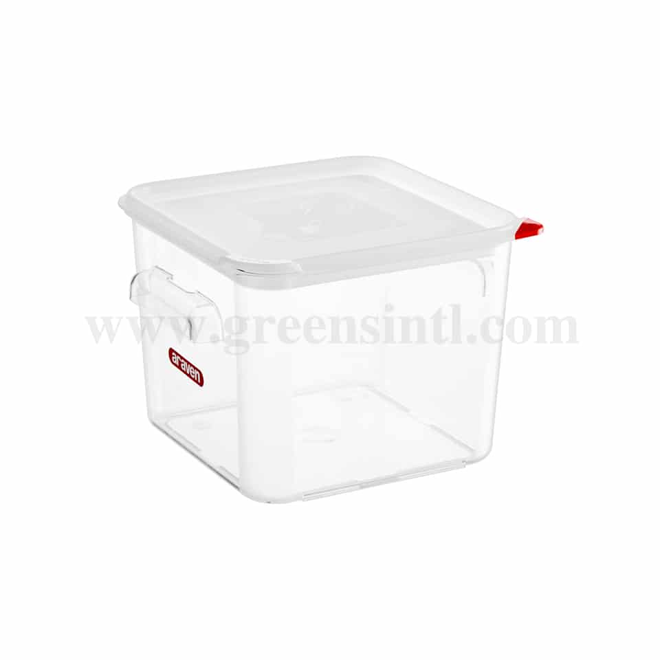 ARAVEN Square Polypropylene Container with Lid 225x225xh230 mm- 8 L