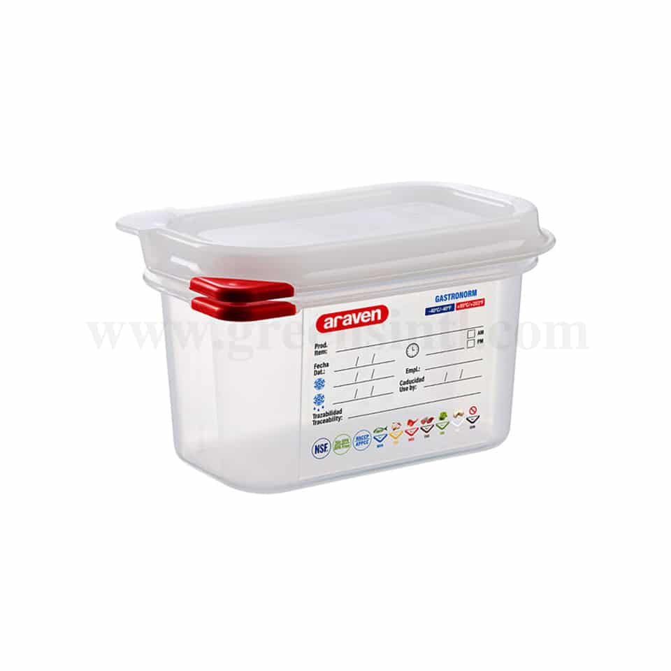 ARAVEN Airtight Food Container with Lid GN 1/9 176x108x100mm-1 L