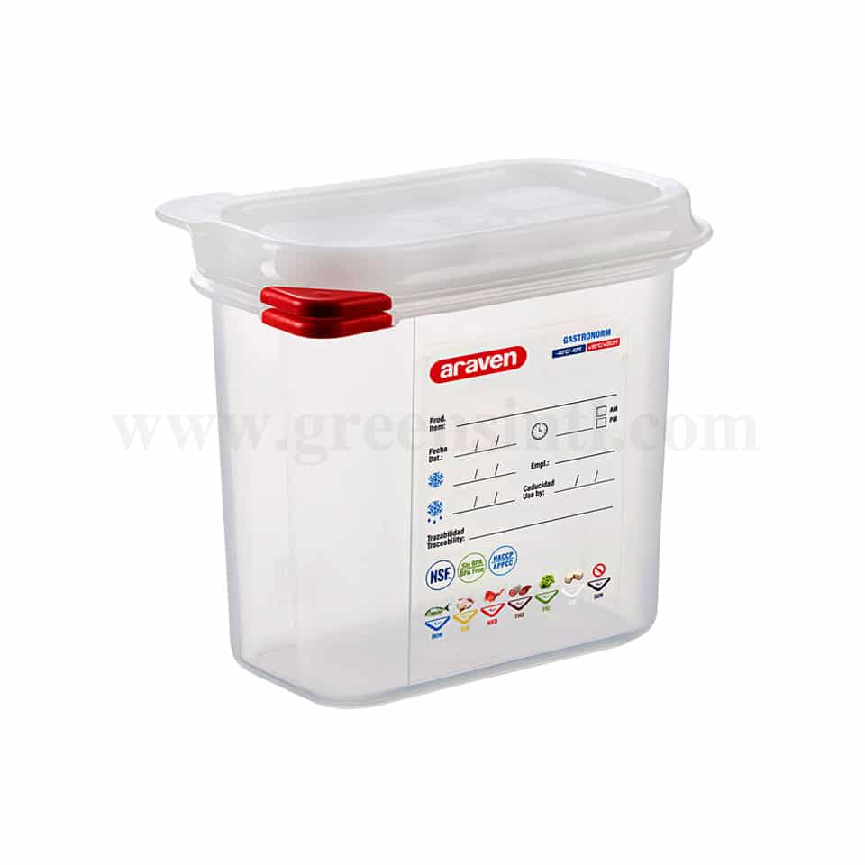 ARAVEN Airtight Food Container with Lid GN 1/9 176x108x150mm-1.5 L