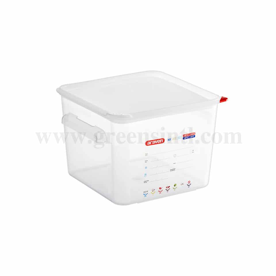 ARAVEN Square Polypropylene Container with lid 290x290xh210mm-12L