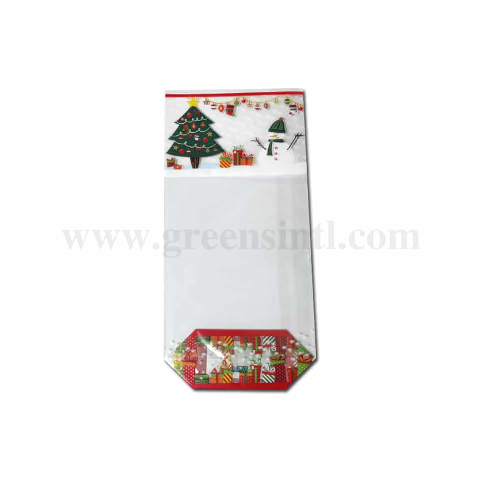 GREENS CHOICE Cellophane Bag for Christmas-Snowman and Christmas Tree 140x305mm-100 Pcs