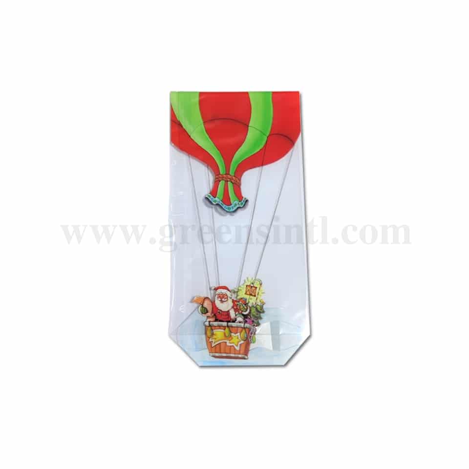 GREENS CHOICE Cellophane Cookies Bag Christmas -Santa in Hot Air Balloon 140 x 305mm -100 Pcs