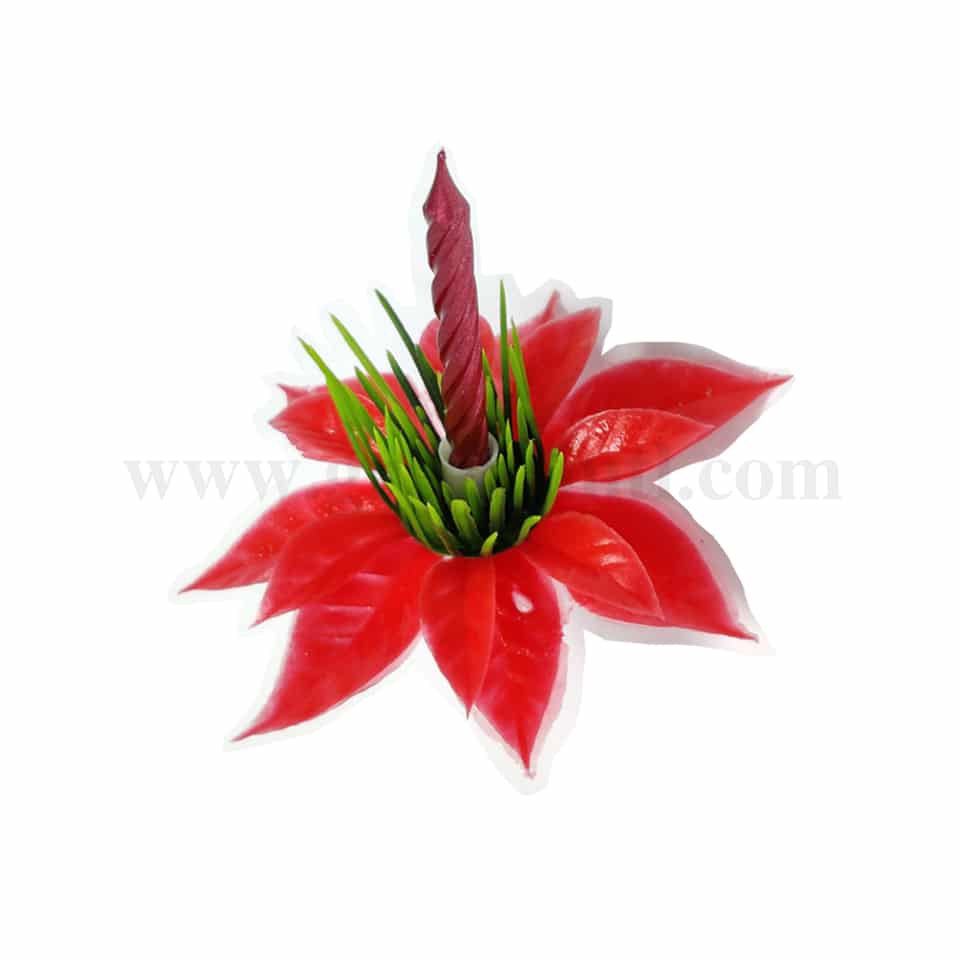 GREENS CHOICE Cake Topper- Red Candle with Flower 72x92 mm-50 Pcs