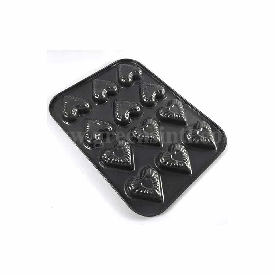 GREENS CHOICE Aluminium 12 Heart Cake Pan 350x265x280 mm