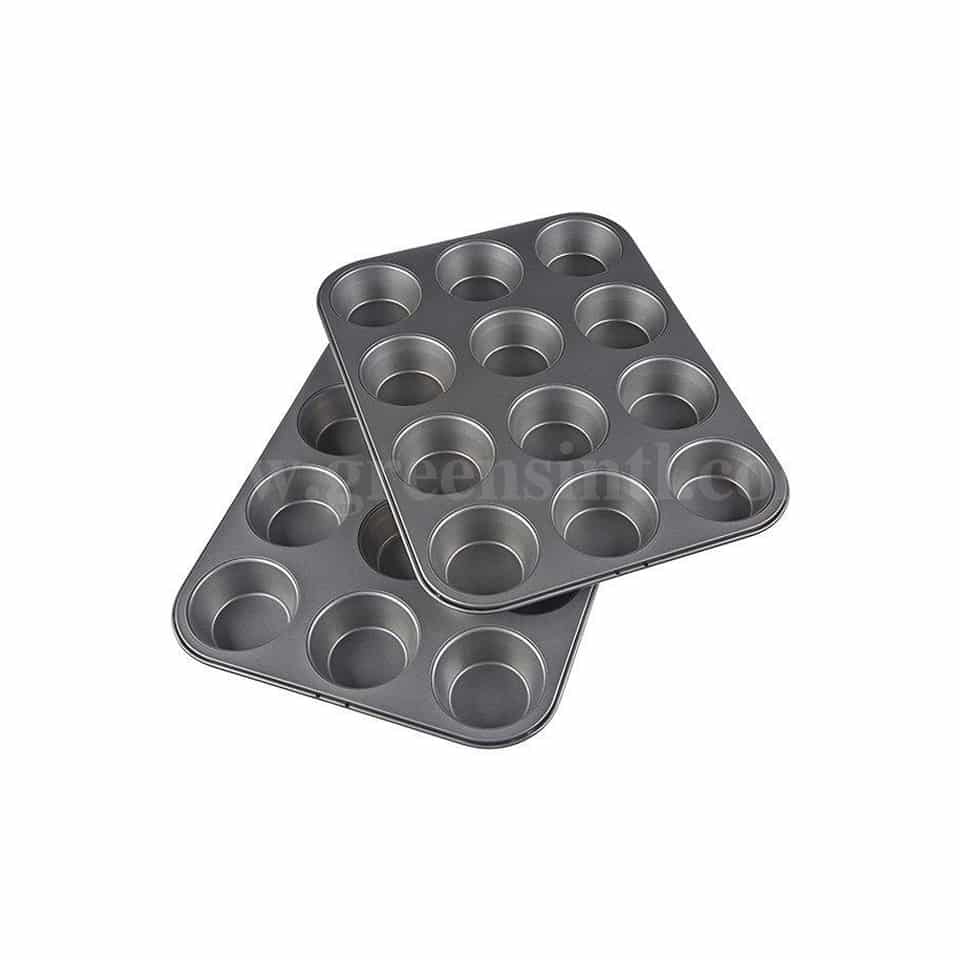 GREENS CHOICE Aluminium Muffin Pan 12 Cups 350x265x28 mm