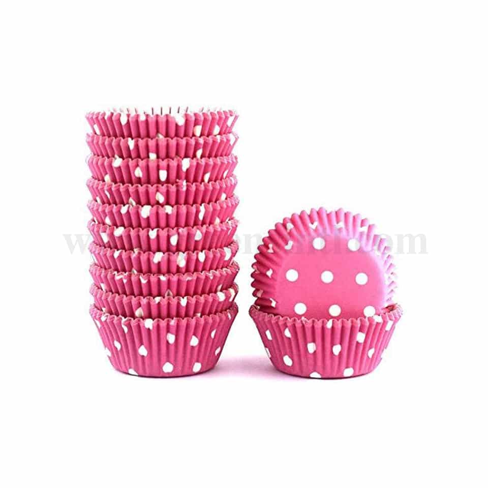 GREENS CHOICE Pink Polka Dots Cup Cake Baking Cases Standard Size 1000 Pcs