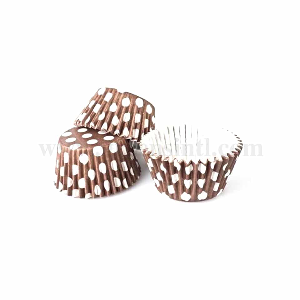 GREENS CHOICE Brown Polka Dots Cup Cake Baking Cases Standard Size 1000 Pcs