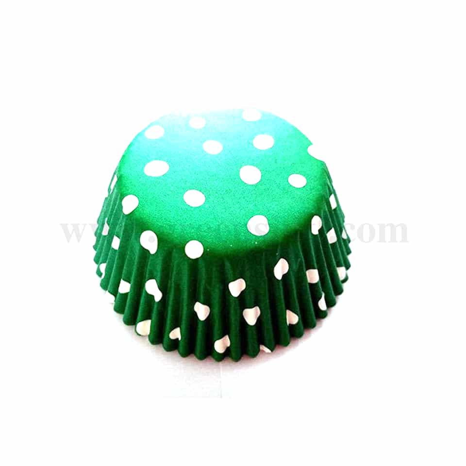 GREENS CHOICE Green Polka Dots Cup Cake Baking Cases Standard Size 1000 Pcs