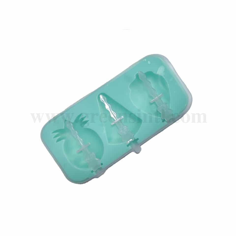 GREENS CHOICE Fruits Popsicle Silicone/Gelato Mould (Pineapple, Melon & Strawberry Design)