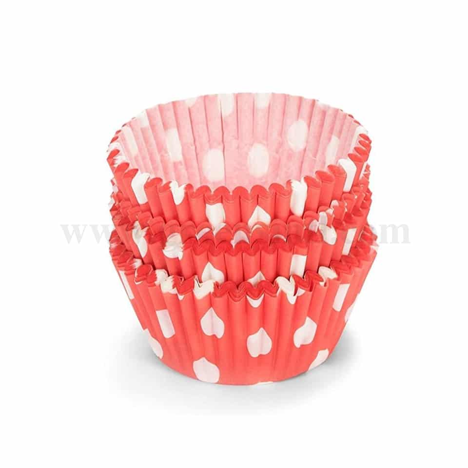 GREENS CHOICE Red Polka Dots Cup Cake Mini Baking Cases 100 Pcs