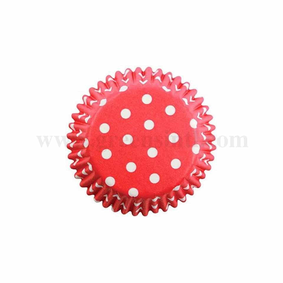 GREENS CHOICE Red Polka Dots Cup Cake Baking Cases Standard Size 100 Pcs