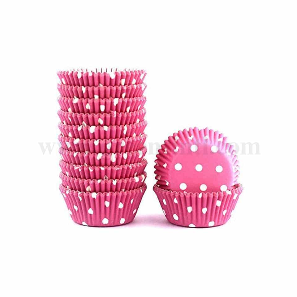GREENS CHOICE Pink Polka Dots Cup Cake Baking Cases Standard Size 85 Pcs