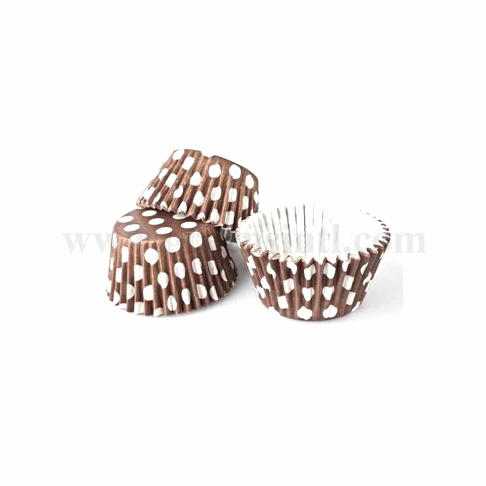 GREENS CHOICE Brown Polka Dots Cup Cake Baking Cases Standard Size 85 Pcs