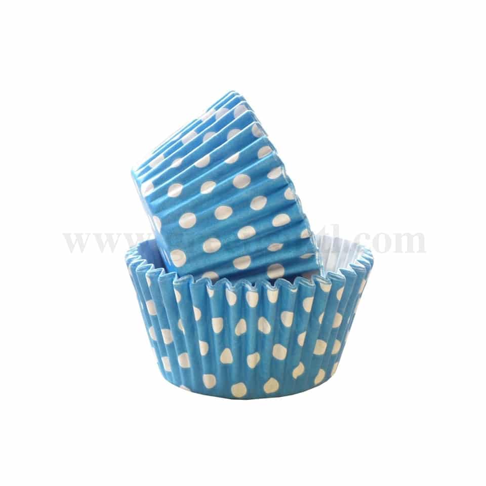 GREENS CHOICE Blue Polka Dots Cup Cake Baking Cases Standard Size 85 Pcs