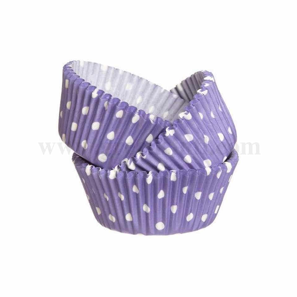 GREENS CHOICE Lavender Polka Dots Cup Cake Baking Cases Standard Size 85 Pcs