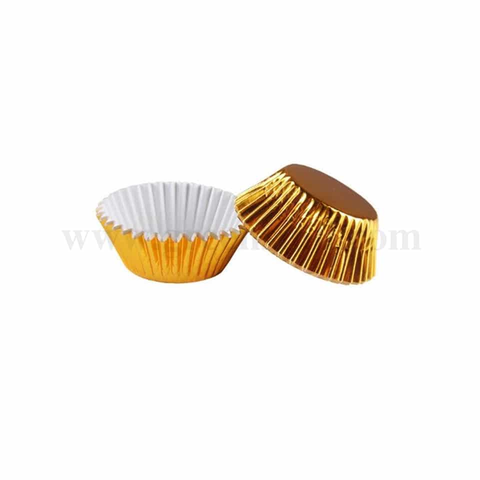 GREENS CHOICE Metallic Gold Mini Cup Cake Baking Cases 45 Pcs