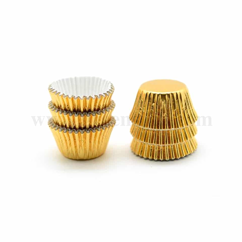 GREENS CHOICE Metallic Golden Cup Cake Baking Cases Standard Size 50 Pcs