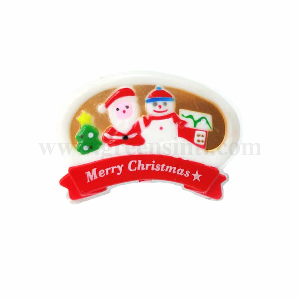 GREENS CHOICE Cake Topper- Merry Christmas with Santa Snowman and Chalet-5 Pcs