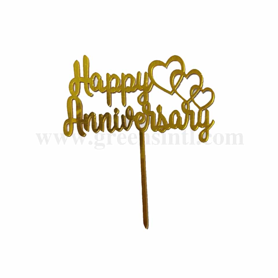 GREENS CHOICE Cake Topper Happy Anniversary 107x65 mm