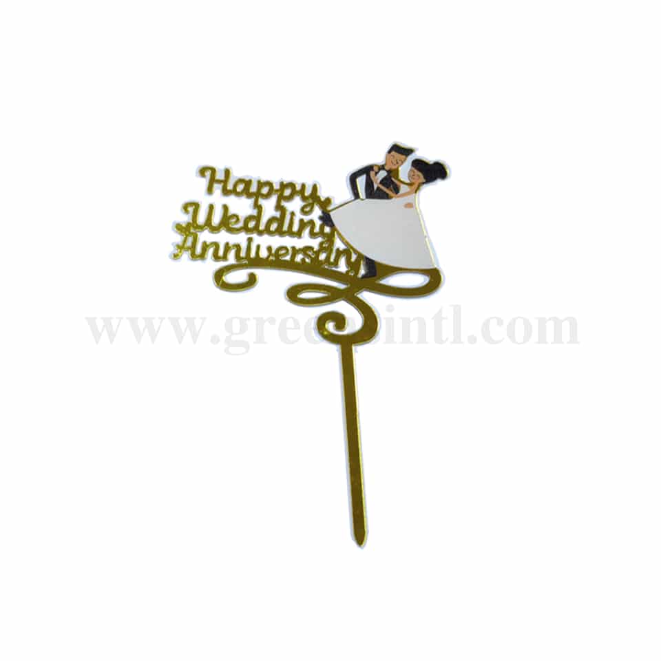 GREENS CHOICE Cake Topper Happy Wedding Anniversary 80x100 mm