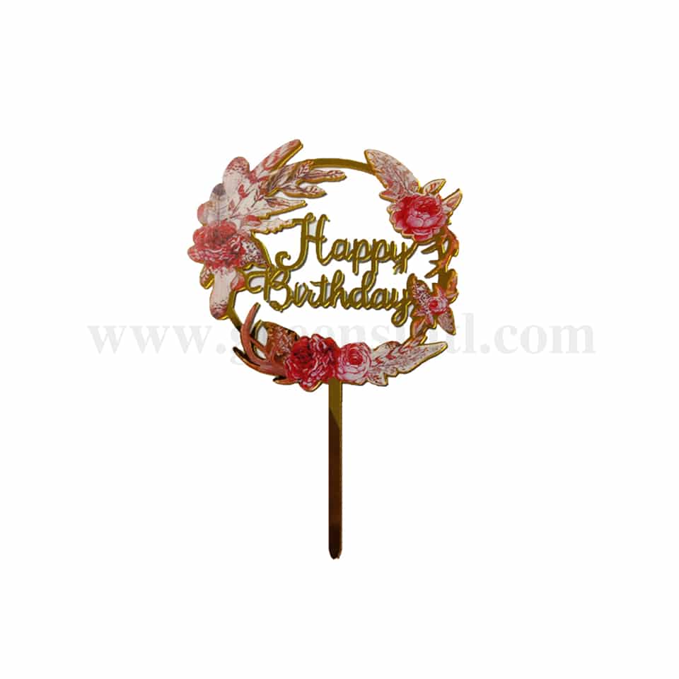 GREENS CHOICE Cake Topper Happy Birthday 105x105 mm