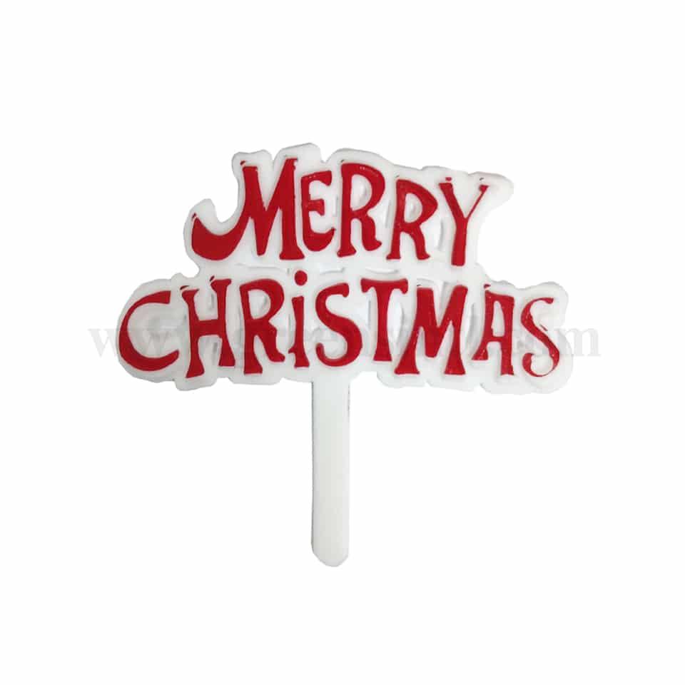 GREENS CHOICE Cake Topper-Merry Christmas 65x35 mm-50 Pcs