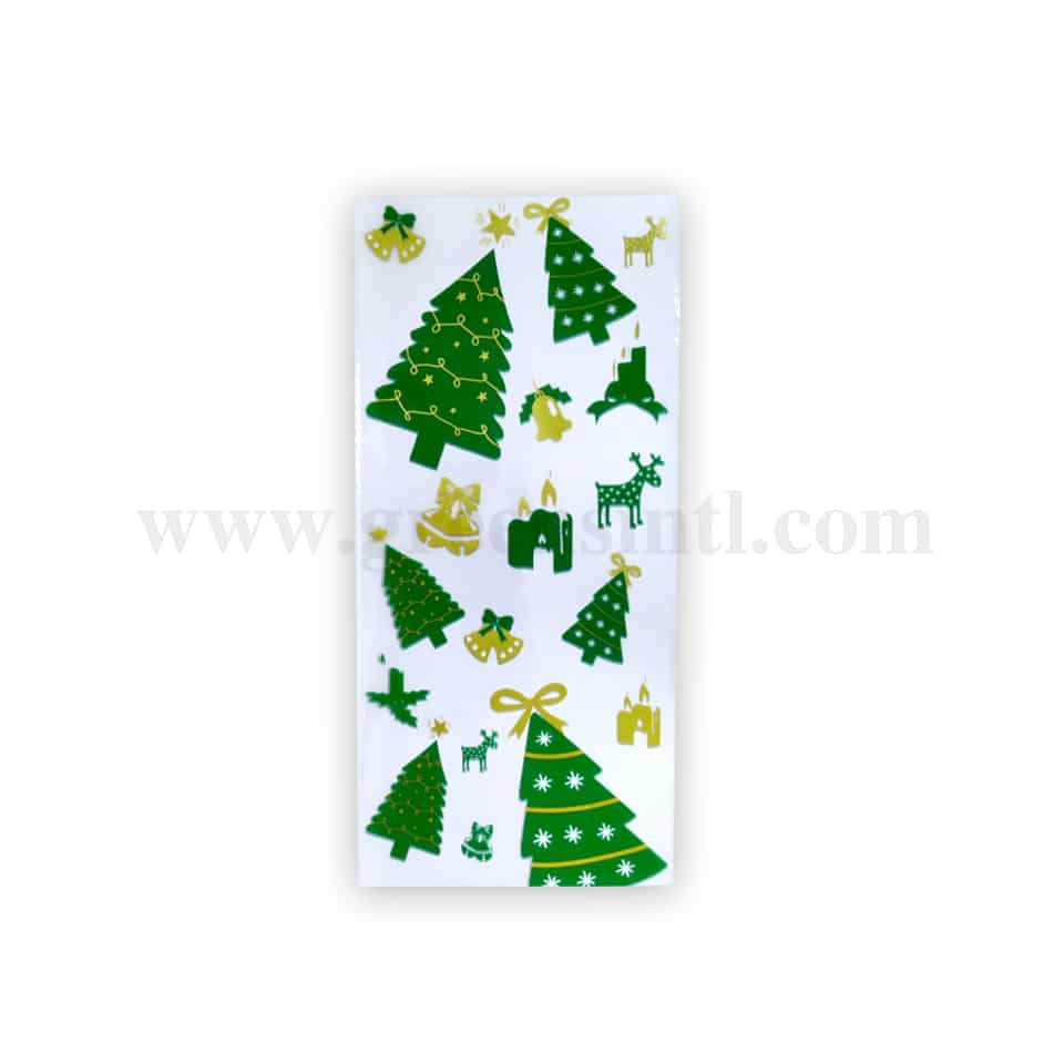 GREENS CHOICE Cookie Bag Christmas Transparent with Trees Bells Candles and Reindeer 125x270 mm-100 Pcs