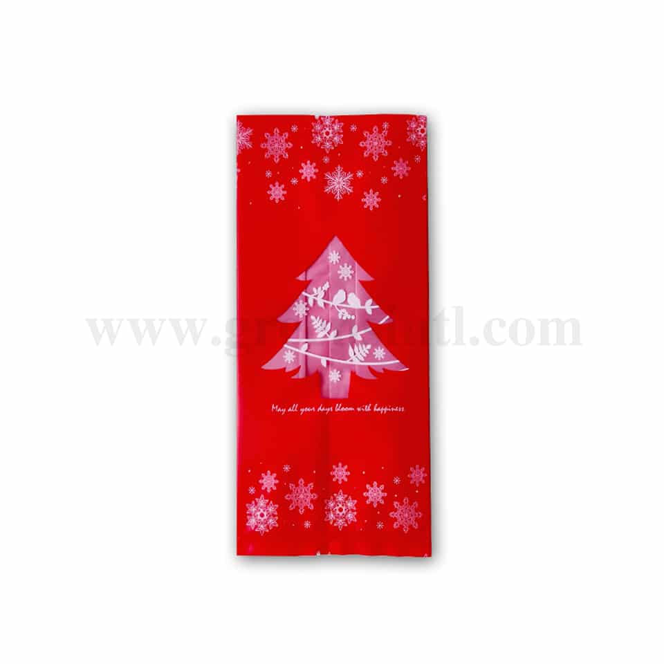 GREENS CHOICE Cookie Bag Christmas Red with Tree and Snowflakes 95x200+70 mm-100 Pcs