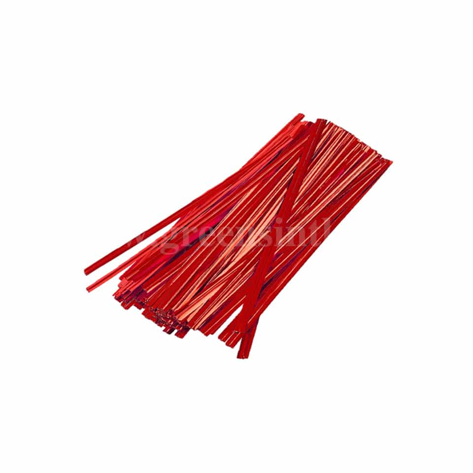GREENS CHOICE Cookie Bag Twist Tie Red 100x4 mm-2000 Pcs