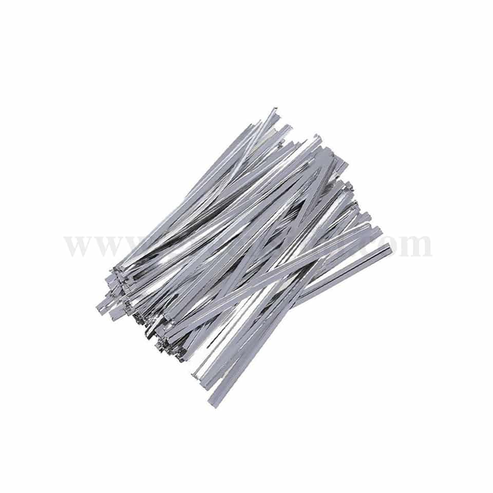 GREENS CHOICE Cookie Bag Twist Tie Silver 100x4 mm-2000 Pcs