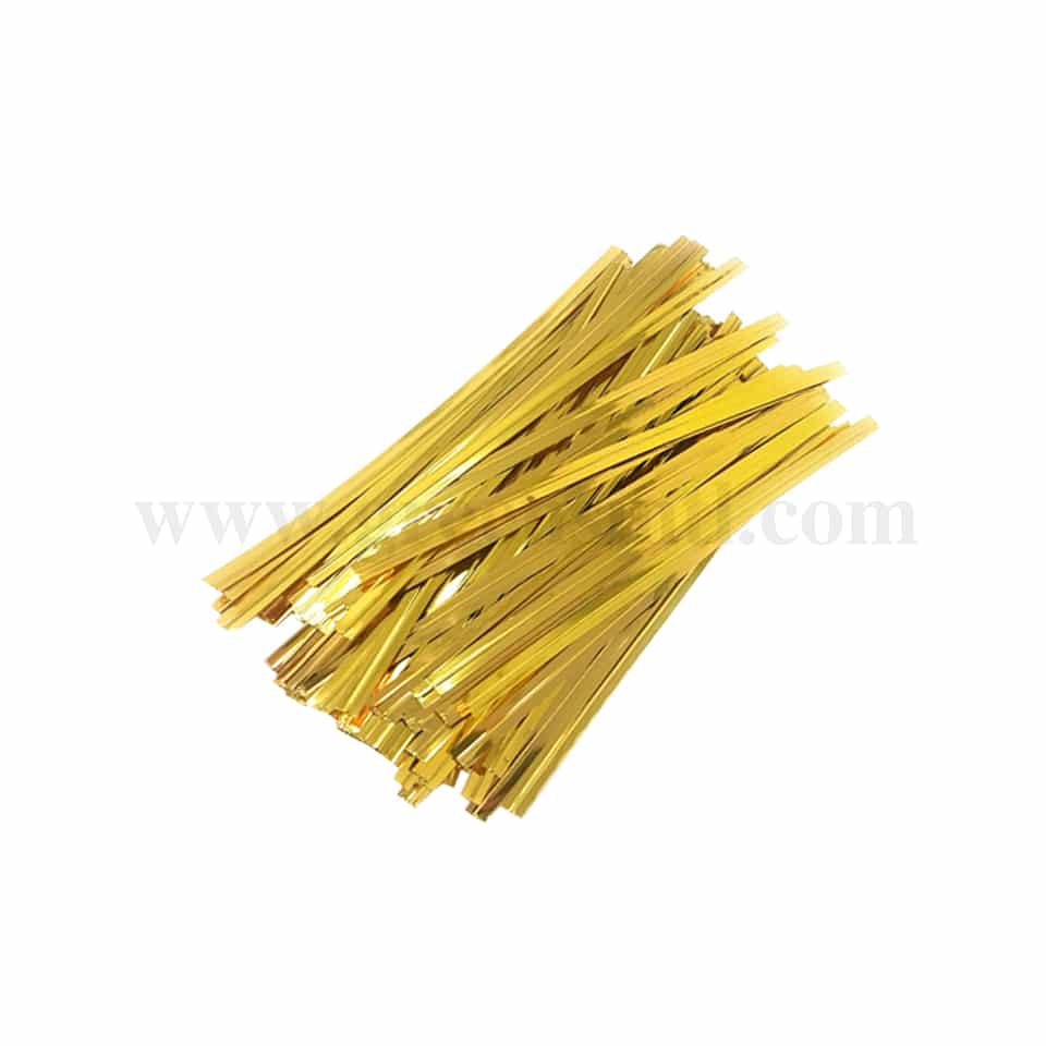 GREENS CHOICE Cookie Bag Twist Tie Gold 150x4 mm-1000 Pcs
