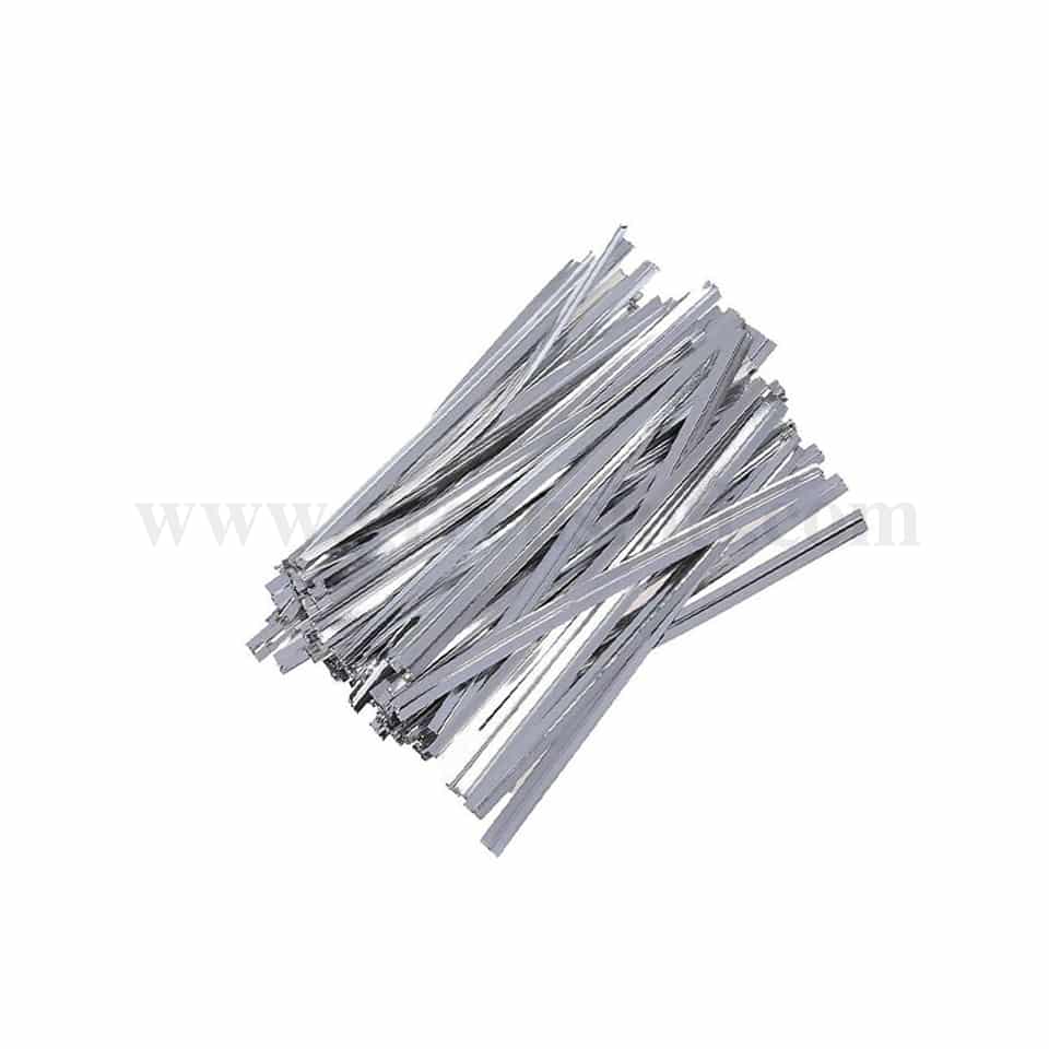 GREENS CHOICE Cookie Bag Twist Tie Silver 150x4 mm-1000 Pcs