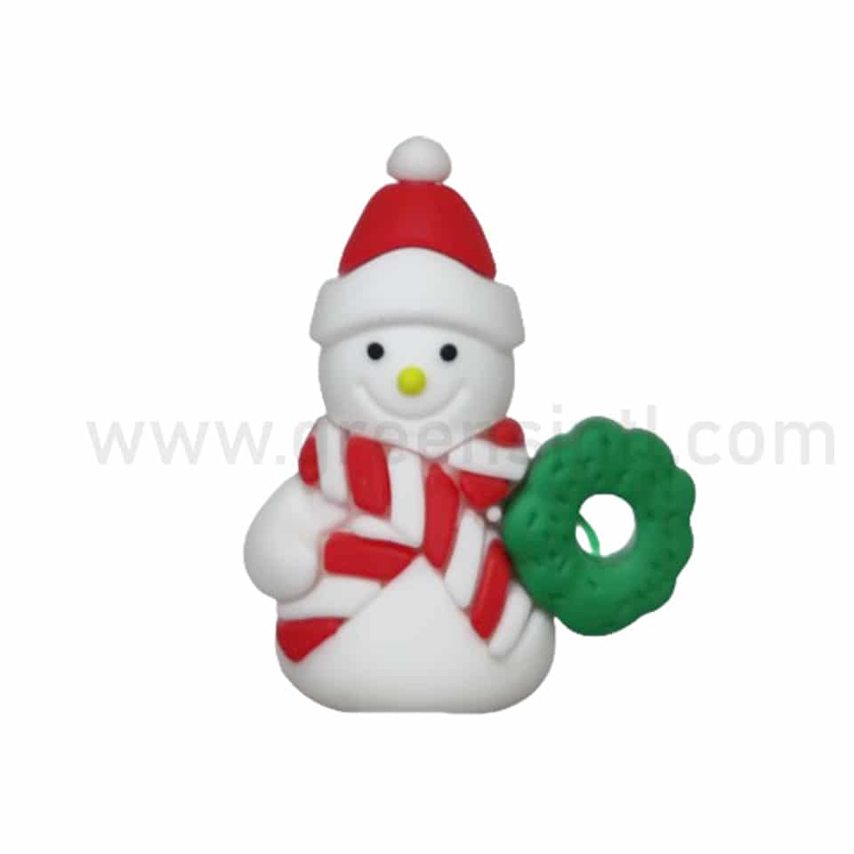 GREENS CHOICE Christmas Cake Topper Snowman with Red/White Scarf and Wreath 50x40 mm-50 Pcs