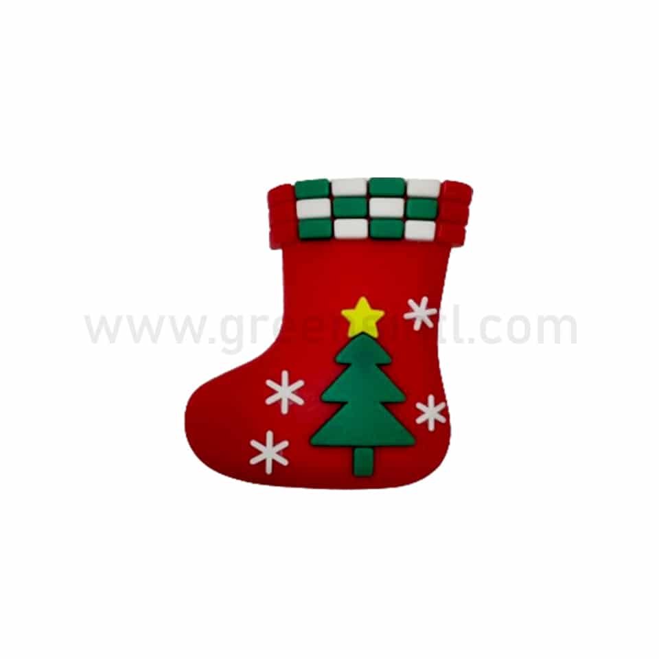 GREENS CHOICE Christmas Cake Topper Red Sock with Christmas Decoration 50x50 mm-50 Pcs
