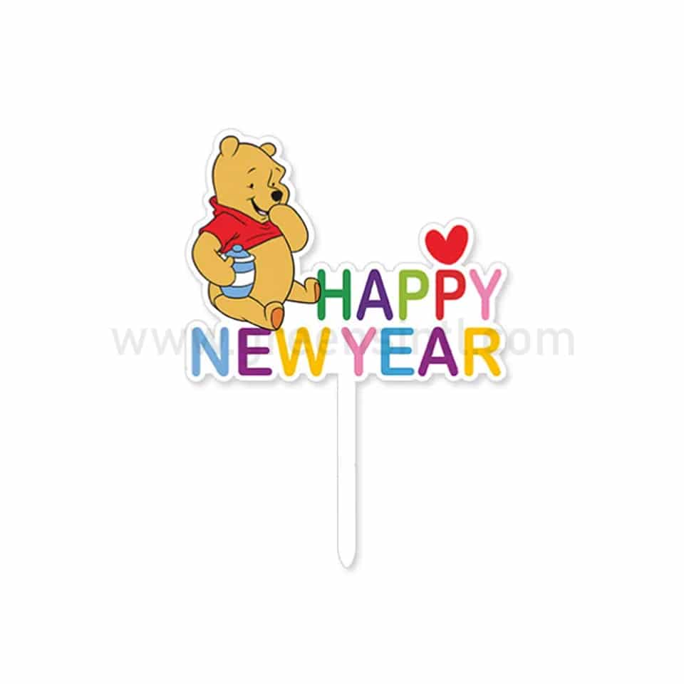 GREENS CHOICE Cake Topper Happy New Year with Winnie the Pooh 95x110 mm