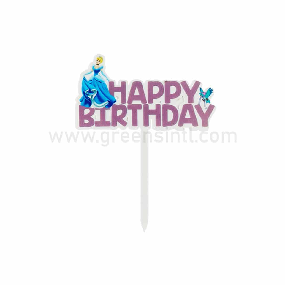 GREENS CHOICE Cake Topper Happy Birthday Cinderella 52.5x95mm