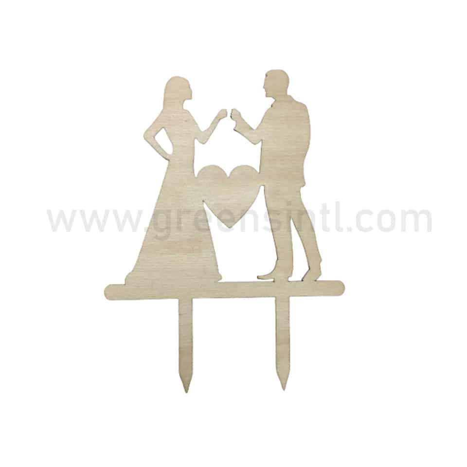 GREENS CHOICE Wooden Cake Topper Couples 112.5x120mm