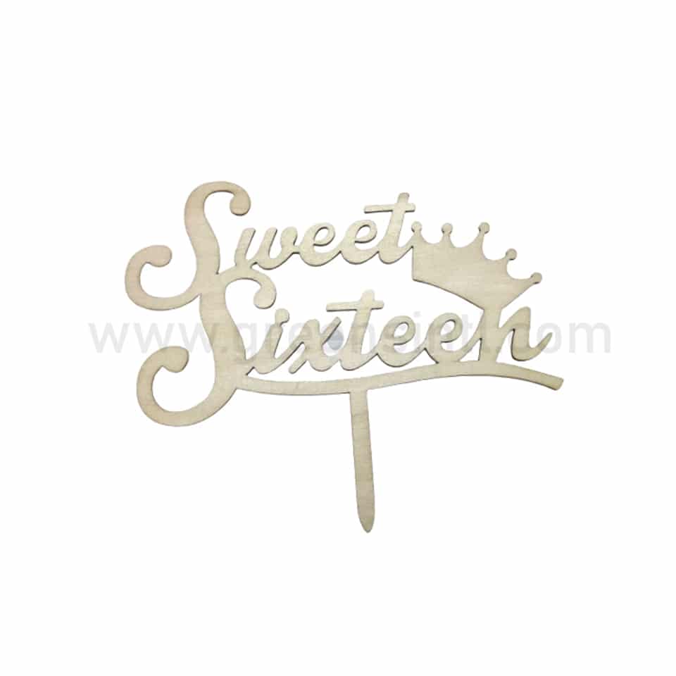 GREENS CHOICE Wooden Cake Topper Sweet Sixteen 95x165mm