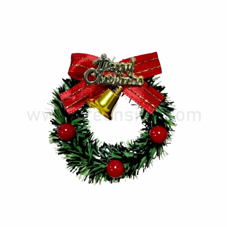 GREENS CHOICE Christmas Cake Topper Merry Christmas with Wreath, Bell,Red Bow 60x60mm-10 Pcs