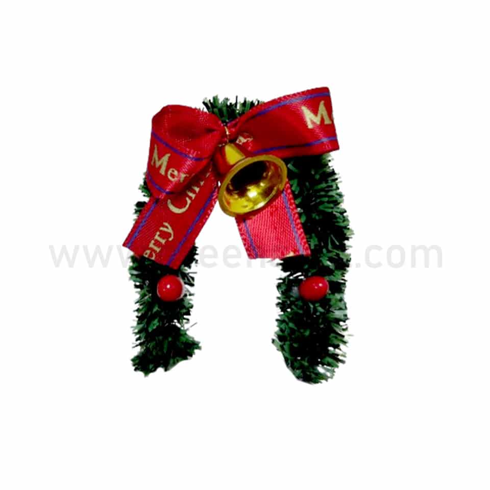 GREENS CHOICE Christmas Cake Topper Merry Christmas with Wreath,Bell and Bow 60x45mm-10 Pcs