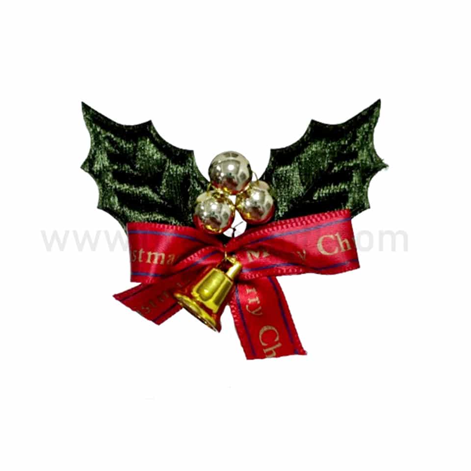 GREENS CHOICE Christmas Cake Topper with Holly Leaves, Bell, Bow and Balls 55x65mm-10 Pcs