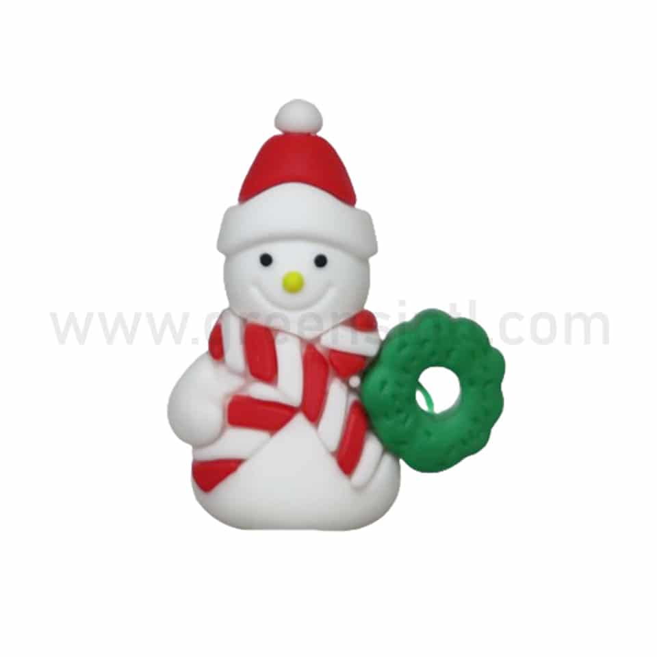 GREENS CHOICE Christmas Cake Topper Snowman with Red/White Scarf and Wreath 50x40 mm