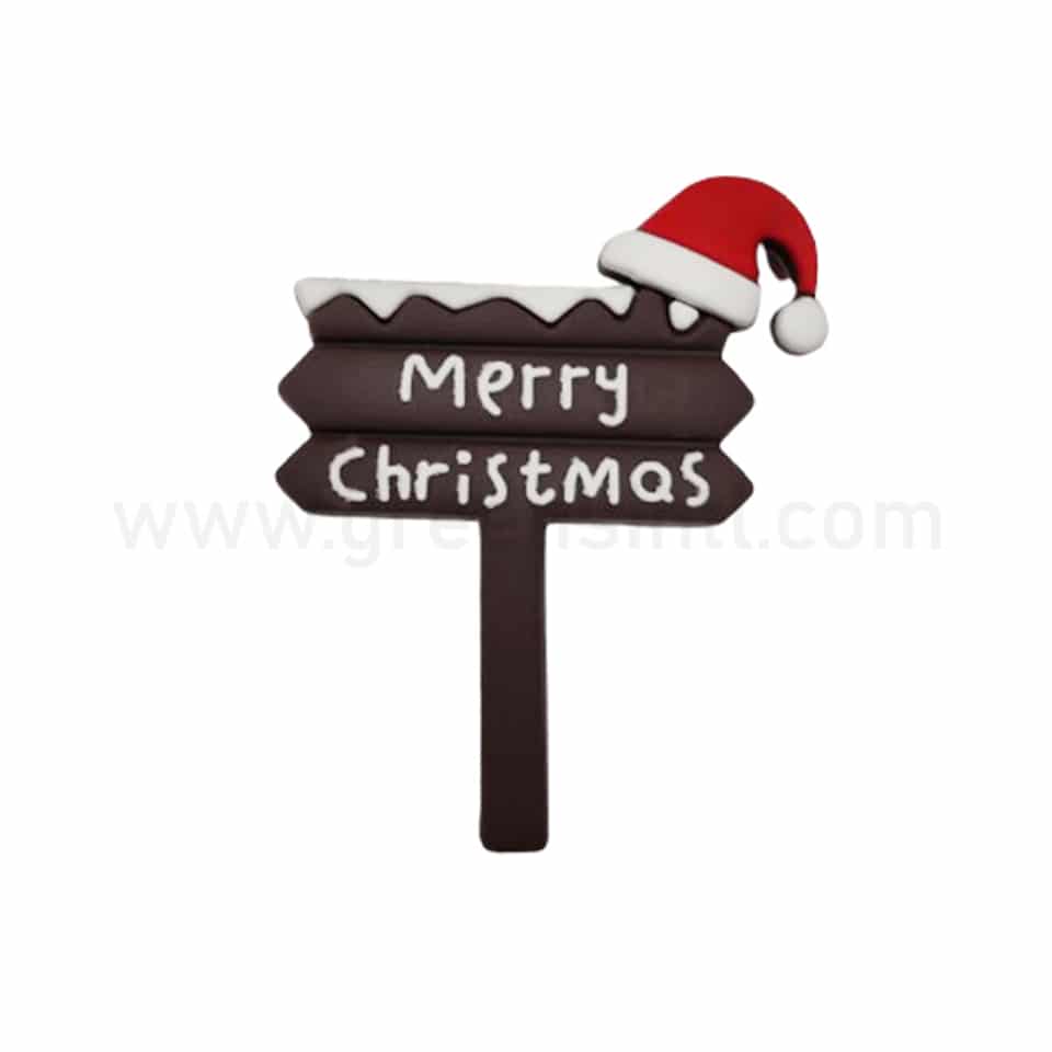 GREENS CHOICE Christmas Cake Toppers Merry Christmas Board with Cap 65x50mm